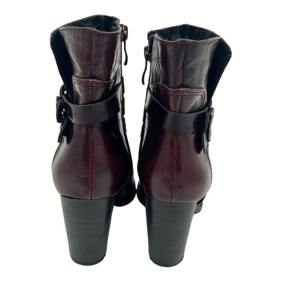 Marco Tozzi Boots Women's 37 US 6.5 Strappy Side Zipper Burgundy Ankle Boots - Picture 2 of 13